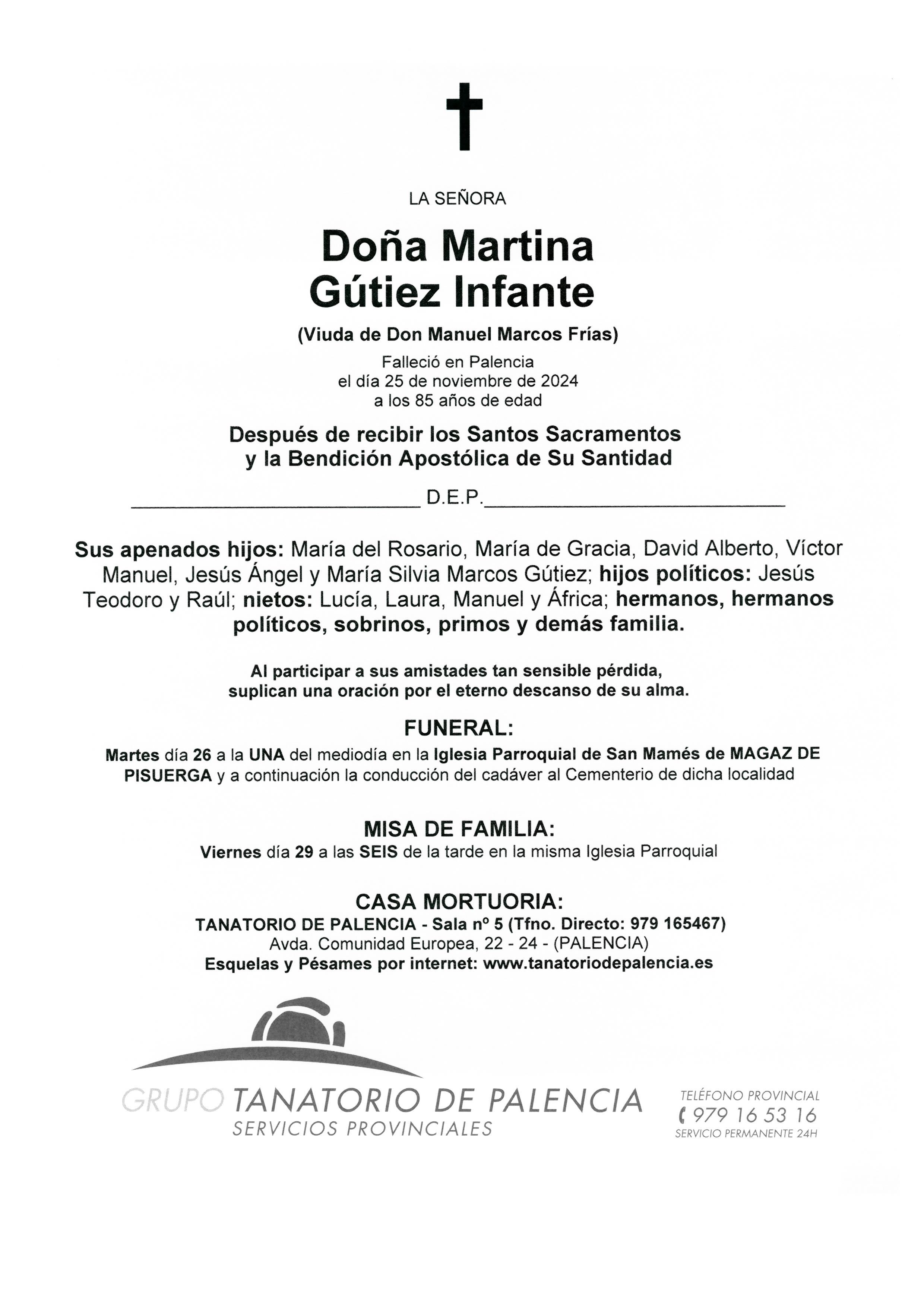 LA SEÑORA DOÑA MARTINA GÚTIEZ INFANTE